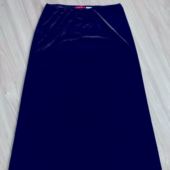 Anne Klein Red Label Stretchy Waistband Black Velvet Midi Skirt Sz Med - Picture 6 of 8